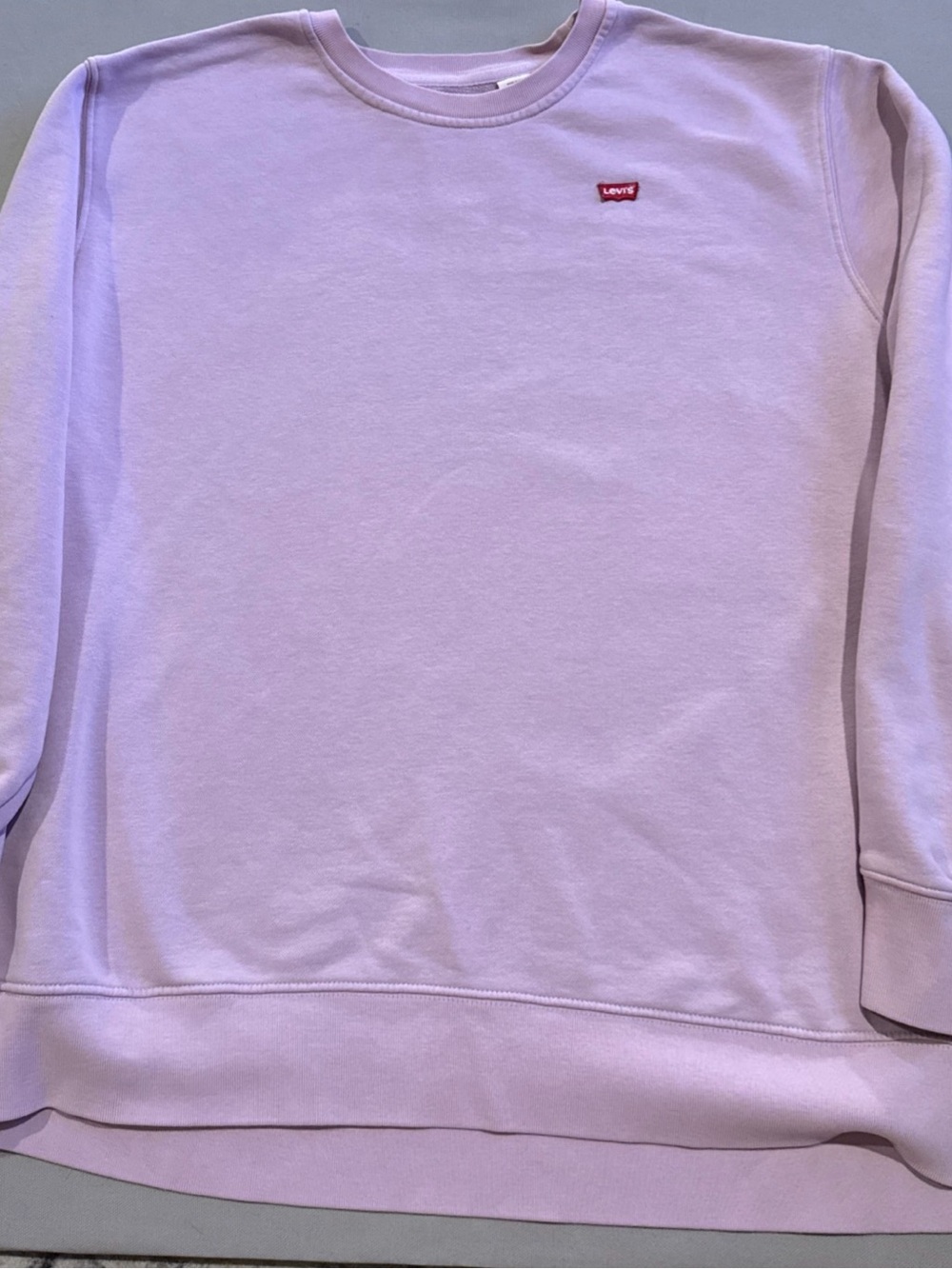 Levi's Men's Light Lavender Crewneck Sweatshirt with Red Levi Logo big and comfy